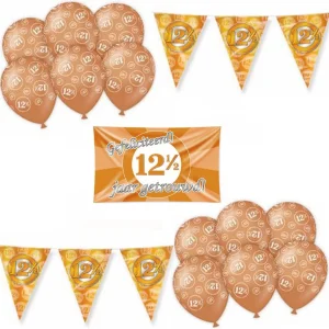 12,5 Jaar Getrouwd Versiering Pakket – Feestversiering Set met Vlag & Ballonnen
